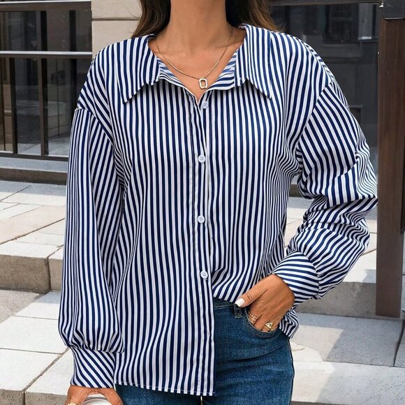 Tops - White Casual Women's Metal Button Shirt